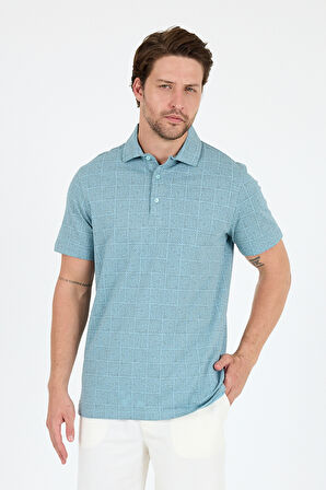 Erkek Polo Yaka Desenli T-Shirt – %95 Pamuk %5 Elastan – Şık, Esnek ve Rahat Kısa Kollu Tişört 0034