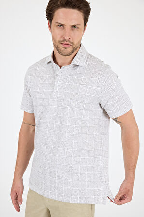 Erkek Polo Yaka Desenli T-Shirt – %95 Pamuk %5 Elastan – Şık, Esnek ve Rahat Kısa Kollu Tişört 0034