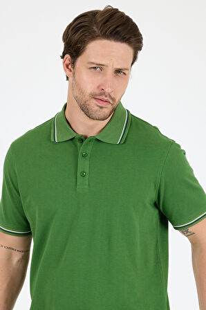 Regular Fit Pamuk Polo Yaka Kısa Kollu Yaka Ve Kol Rıbanası Çizgili Erkek Tişört 0039