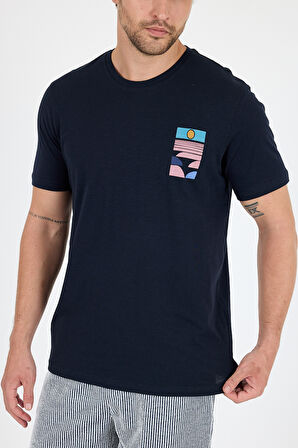 Erkek %100 Pamuk Bisiklet Yaka Kısa Kollu Baskılı T-Shirt  Rahat ve Şık Günlük Tişört 0005