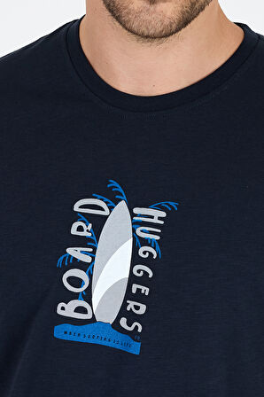 Erkek %100 Pamuk Bisiklet Yaka Kısa Kollu Baskılı T-Shirt  Rahat ve Şık Günlük Erkek Tişört 0007