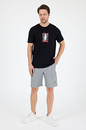 Erkek %100 Pamuk Bisiklet Yaka Kısa Kollu Baskılı T-Shirt  Rahat ve Şık Günlük Erkek Tişört 0007
