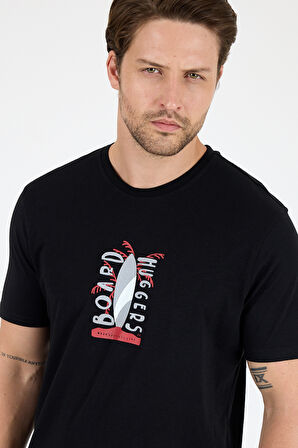Erkek %100 Pamuk Bisiklet Yaka Kısa Kollu Baskılı T-Shirt  Rahat ve Şık Günlük Erkek Tişört 0007