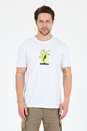 Erkek %100 Pamuk Bisiklet Yaka Kısa Kollu Baskılı T-Shirt  Rahat ve Şık Günlük Erkek Tişört 0007