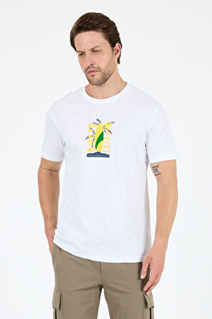 Erkek %100 Pamuk Bisiklet Yaka Kısa Kollu Baskılı T-Shirt  Rahat ve Şık Günlük Erkek Tişört 0007