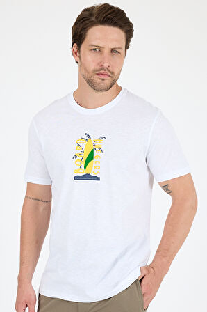 Erkek %100 Pamuk Bisiklet Yaka Kısa Kollu Baskılı T-Shirt  Rahat ve Şık Günlük Erkek Tişört 0007