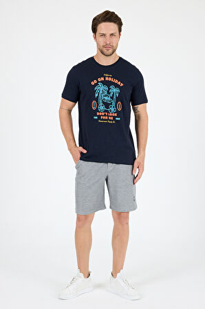 Erkek Go On Holiday Baskılı T-Shirt – %100 Pamuk – Bisiklet Yaka Kısa Kollu Rahat Erkek Tişört 0008