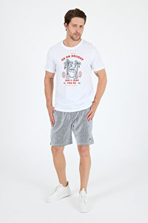 Erkek Go On Holiday Baskılı T-Shirt – %100 Pamuk – Bisiklet Yaka Kısa Kollu Rahat Erkek Tişört 0008