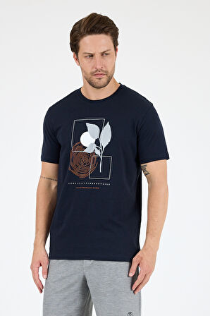 Erkek Sıfır Yaka Baskılı T-Shirt – %100 Pamuk – Rahat ve Tarz Kısa Kollu Erkek Tişört 0009