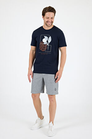 Erkek Sıfır Yaka Baskılı T-Shirt – %100 Pamuk – Rahat ve Tarz Kısa Kollu Erkek Tişört 0009