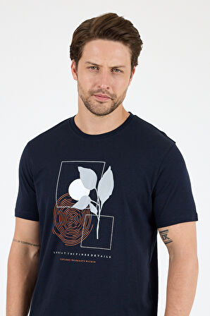 Erkek Sıfır Yaka Baskılı T-Shirt – %100 Pamuk – Rahat ve Tarz Kısa Kollu Erkek Tişört 0009