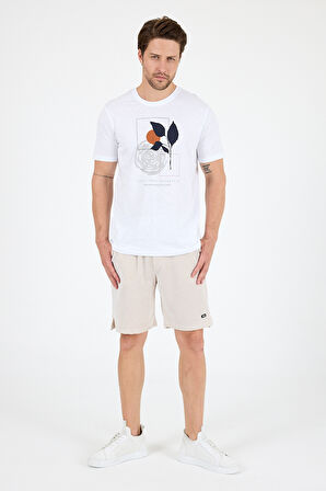 Erkek Sıfır Yaka Baskılı T-Shirt – %100 Pamuk – Rahat ve Tarz Kısa Kollu Erkek Tişört 0009