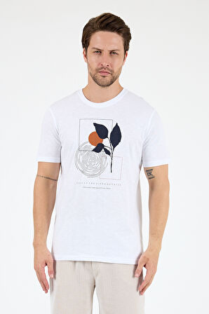 Erkek Sıfır Yaka Baskılı T-Shirt – %100 Pamuk – Rahat ve Tarz Kısa Kollu Erkek Tişört 0009