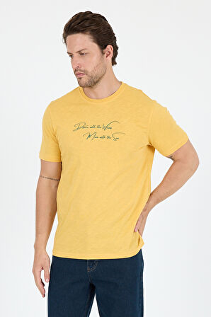 Erkek %100 Pamuk Bisiklet Yaka Kısa Kollu Baskılı T-Shirt  Rahat ve Şık Günlük Erkek Tişört 0011