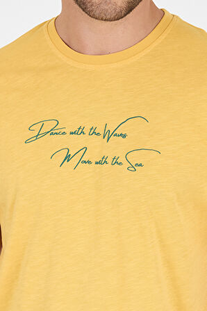 Erkek %100 Pamuk Bisiklet Yaka Kısa Kollu Baskılı T-Shirt  Rahat ve Şık Günlük Erkek Tişört 0011