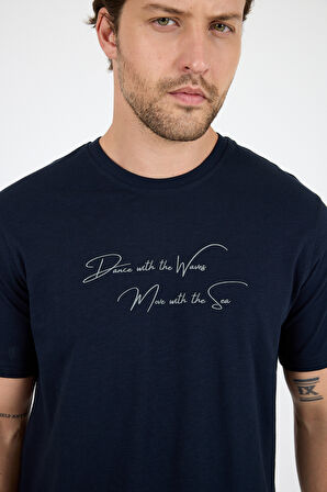 Erkek %100 Pamuk Bisiklet Yaka Kısa Kollu Baskılı T-Shirt  Rahat ve Şık Günlük Erkek Tişört 0011