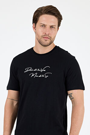 Erkek %100 Pamuk Bisiklet Yaka Kısa Kollu Baskılı T-Shirt  Rahat ve Şık Günlük Erkek Tişört 0011