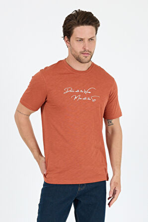 Erkek %100 Pamuk Bisiklet Yaka Kısa Kollu Baskılı T-Shirt  Rahat ve Şık Günlük Erkek Tişört 0011