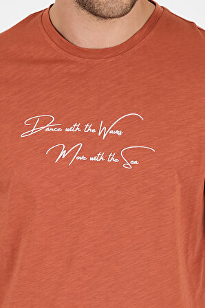 Erkek %100 Pamuk Bisiklet Yaka Kısa Kollu Baskılı T-Shirt  Rahat ve Şık Günlük Erkek Tişört 0011