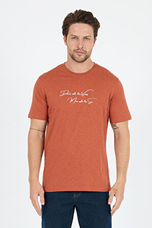 Erkek %100 Pamuk Bisiklet Yaka Kısa Kollu Baskılı T-Shirt  Rahat ve Şık Günlük Erkek Tişört 0011