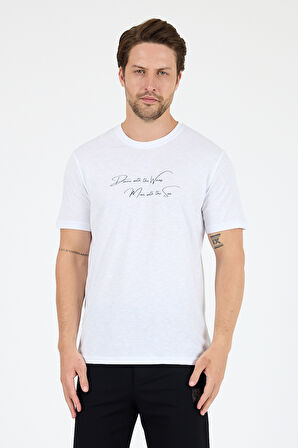 Erkek %100 Pamuk Bisiklet Yaka Kısa Kollu Baskılı T-Shirt  Rahat ve Şık Günlük Erkek Tişört 0011