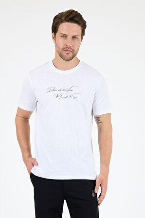 Erkek %100 Pamuk Bisiklet Yaka Kısa Kollu Baskılı T-Shirt  Rahat ve Şık Günlük Erkek Tişört 0011