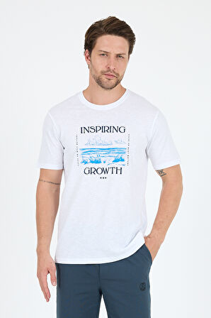 Regular Fit Pamuk Bisiklet Yaka Baskılı Penye Erkek Tişört 0012