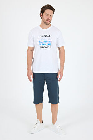 Regular Fit Pamuk Bisiklet Yaka Baskılı Penye Erkek Tişört 0012