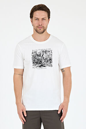 Erkek %100 Pamuk Bisiklet Yaka Kısa Kollu Baskılı T-Shirt  Rahat ve Şık Günlük Erkek Tişört 0018