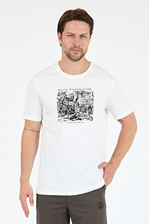 Erkek %100 Pamuk Bisiklet Yaka Kısa Kollu Baskılı T-Shirt  Rahat ve Şık Günlük Erkek Tişört 0018