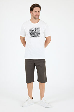 Erkek %100 Pamuk Bisiklet Yaka Kısa Kollu Baskılı T-Shirt  Rahat ve Şık Günlük Erkek Tişört 0018