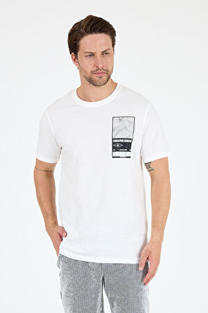 Regular Fit Pamuk Bisiklet Yaka Baskılı Penye Erkek Tişört 0022