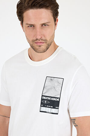 Regular Fit Pamuk Bisiklet Yaka Baskılı Penye Erkek Tişört 0022