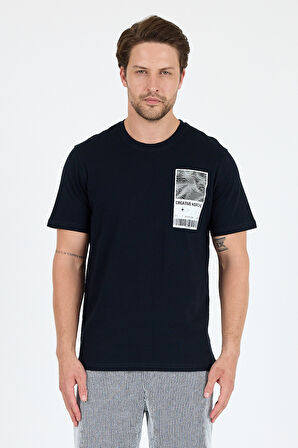 Regular Fit Pamuk Bisiklet Yaka Baskılı Penye Erkek Tişört 0022