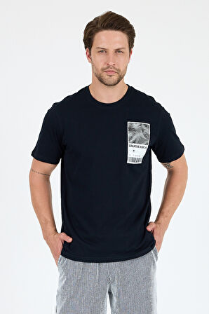 Regular Fit Pamuk Bisiklet Yaka Baskılı Penye Erkek Tişört 0022