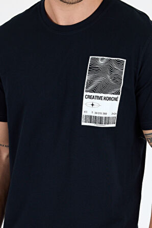 Regular Fit Pamuk Bisiklet Yaka Baskılı Penye Erkek Tişört 0022