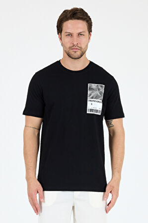 Regular Fit Pamuk Bisiklet Yaka Baskılı Penye Erkek Tişört 0022