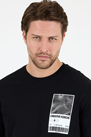 Regular Fit Pamuk Bisiklet Yaka Baskılı Penye Erkek Tişört 0022