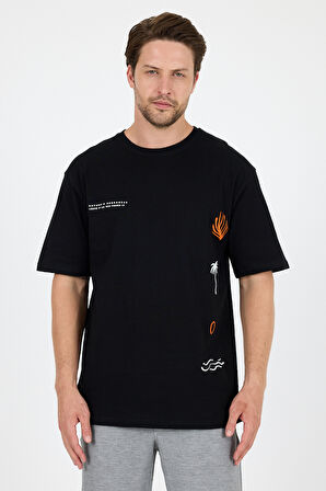 Regular Fit Pamuk Bisiklet Yaka Baskılı Penye Erkek Tişört 0024