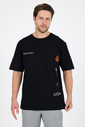 Regular Fit Pamuk Bisiklet Yaka Baskılı Penye Erkek Tişört 0024