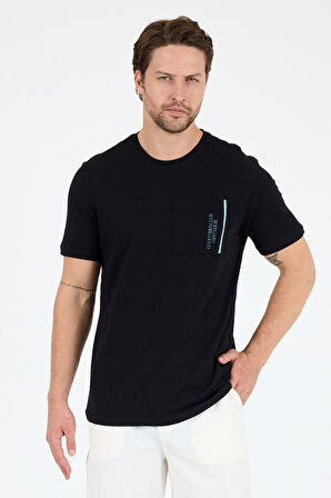 Regular Fit Pamuk Bisiklet Yaka Baskılı Penye Erkek Tişört 0025