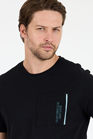 Regular Fit Pamuk Bisiklet Yaka Baskılı Penye Erkek Tişört 0025