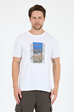 Regular Fit Pamuk Bisiklet Yaka Baskılı Penye Erkek Tişört 0026