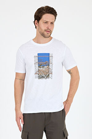 Regular Fit Pamuk Bisiklet Yaka Baskılı Penye Erkek Tişört 0026