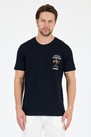 Regular Fit Pamuk Bisiklet Yaka Baskılı Penye Erkek Tişört 0027