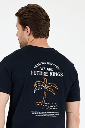 Regular Fit Pamuk Bisiklet Yaka Baskılı Penye Erkek Tişört 0027