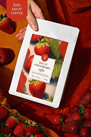 Decaf Strawberry Coffee Kafeinsiz Çilek Aromalı Çekirdek Kahve 200 Gr