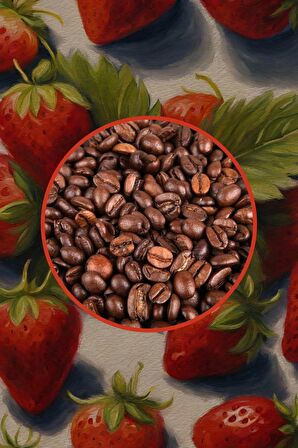 Decaf Strawberry Coffee Kafeinsiz Çilek Aromalı Çekirdek Kahve 200 Gr