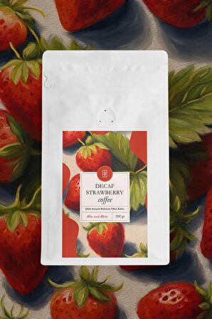 Decaf Strawberry Coffee Kafeinsiz Çilek Aromalı Çekirdek Kahve 200 Gr