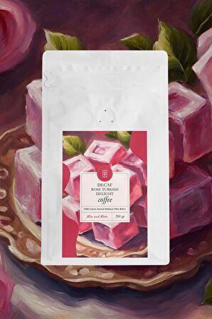 Decaf Rose Turkish Delight Coffee Kafeinsiz Güllü Lokum Aromalı Filtre Kahve 200 Gr